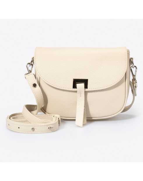 Sac bandoulière en Cuir Bela beige - 25x9x23 cm