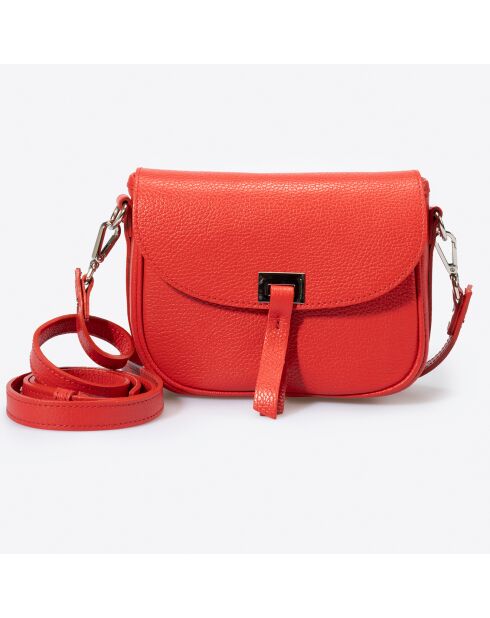 Sac bandoulière en Cuir Bela rouge - 25x9x23 cm