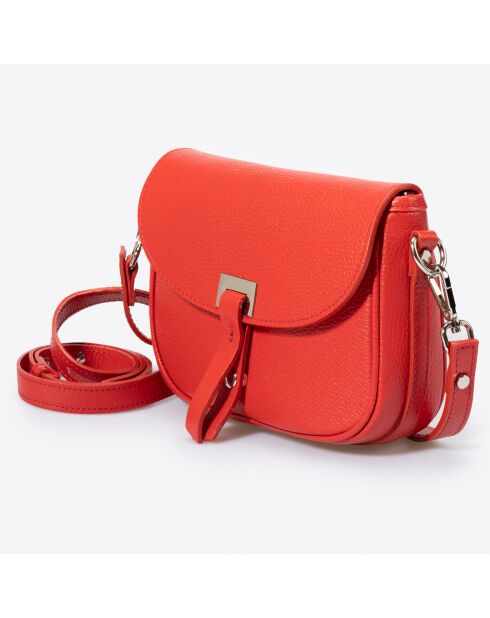 Sac bandoulière en Cuir Bela rouge - 25x9x23 cm