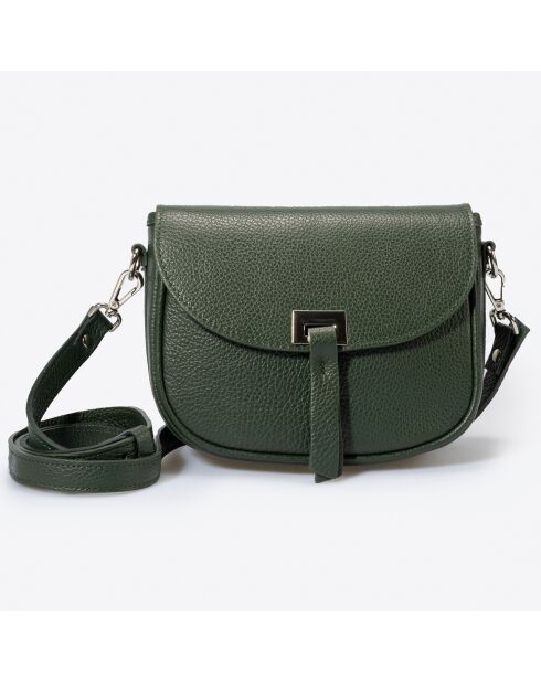 Sac bandoulière en Cuir Bela vert - 25x9x23 cm