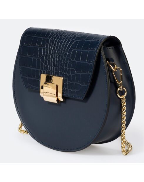 Sac bandoulière en Cuir Carolyn bleu - 21x7x19 cm