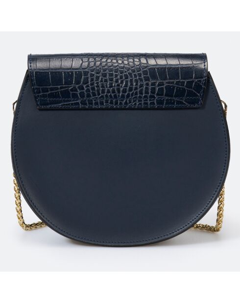 Sac bandoulière en Cuir Carolyn bleu - 21x7x19 cm