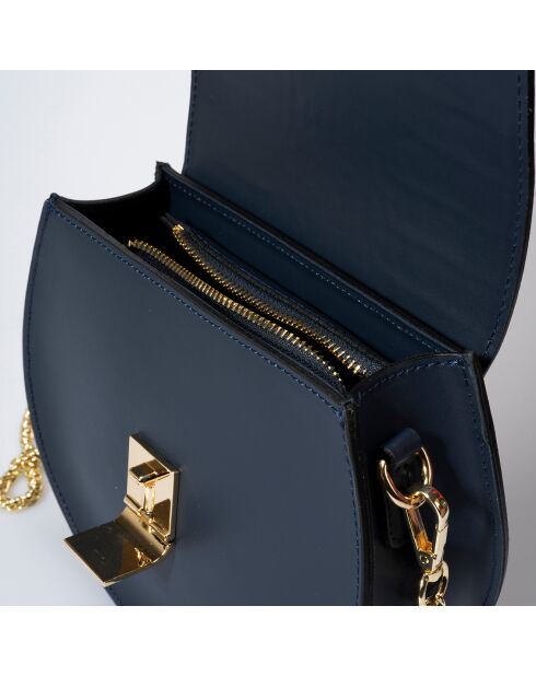Sac bandoulière en Cuir Carolyn bleu - 21x7x19 cm