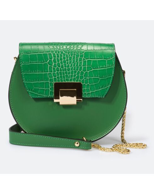 Sac bandoulière en Cuir Carolyn vert - 21x7x19 cm