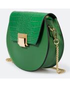 Sac bandoulière en Cuir Carolyn vert - 21x7x19 cm
