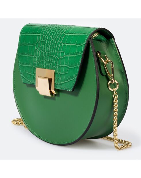 Sac bandoulière en Cuir Carolyn vert - 21x7x19 cm