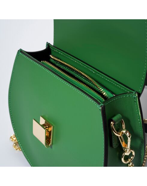 Sac bandoulière en Cuir Carolyn vert - 21x7x19 cm