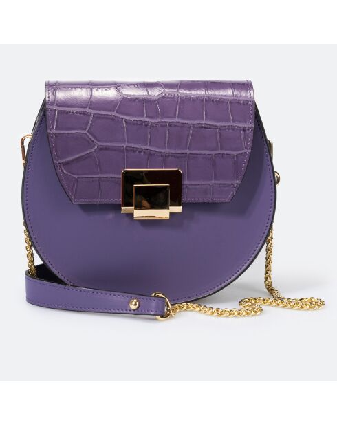 Sac bandoulière en Cuir Carolyn violet - 21x7x19 cm