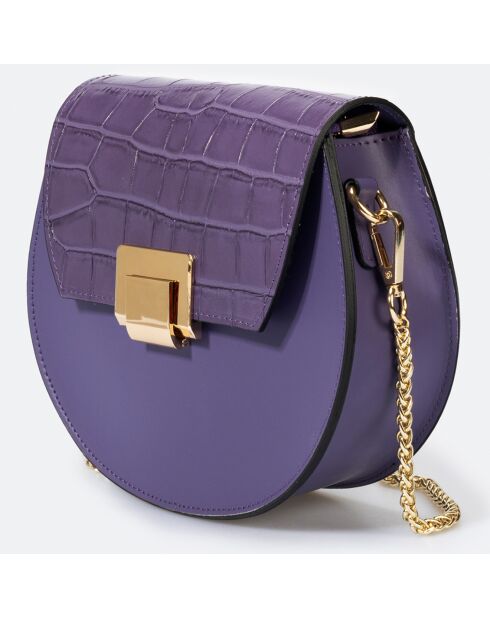 Sac bandoulière en Cuir Carolyn violet - 21x7x19 cm