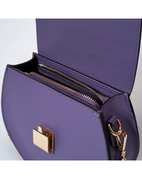 Sac bandoulière en Cuir Carolyn violet - 21x7x19 cm