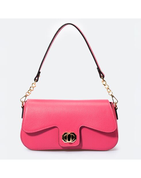 Sac porté épaule en Cuir Alma fuchsia - 27x8x15 cm
