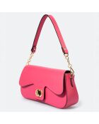 Sac porté épaule en Cuir Alma fuchsia - 27x8x15 cm