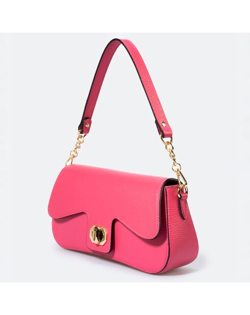 Sac porté épaule en Cuir Alma fuchsia - 27x8x15 cm