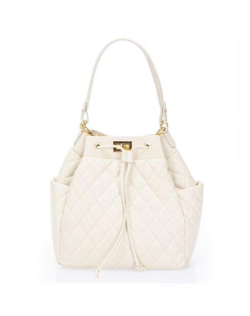 Sac seau en Cuir Daphne beige - 36x17x29  cm