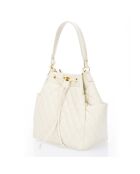 Sac seau en Cuir Daphne beige - 36x17x29  cm