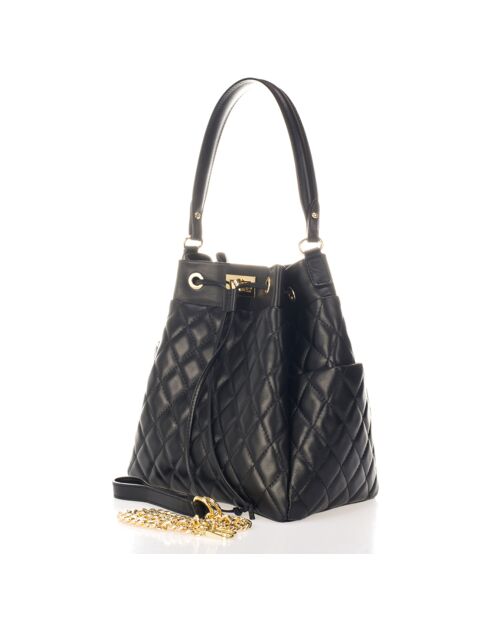 Sac seau en Cuir Daphne noir - 36x17x29  cm