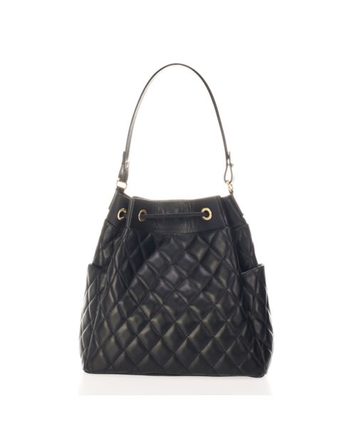 Sac seau en Cuir Daphne noir - 36x17x29  cm
