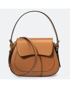 Sac à main en Cuir Edna camel - 24x9x19 cm