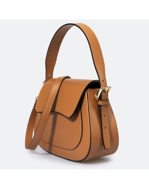 Sac à main en Cuir Edna camel - 24x9x19 cm