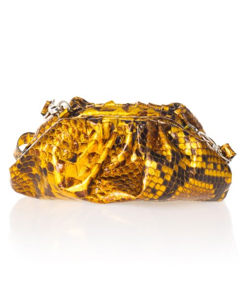 Pochette en Cuir Diane jaune - 23x5x12  cm