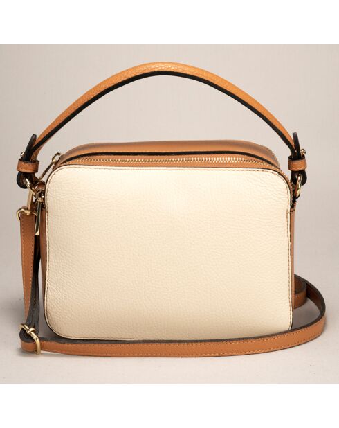Sac à main en Cuir Bonnie beige - 21.5x8x17 cm