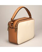 Sac à main en Cuir Bonnie beige - 21.5x8x17 cm