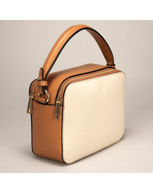 Sac à main en Cuir Bonnie beige - 21.5x8x17 cm
