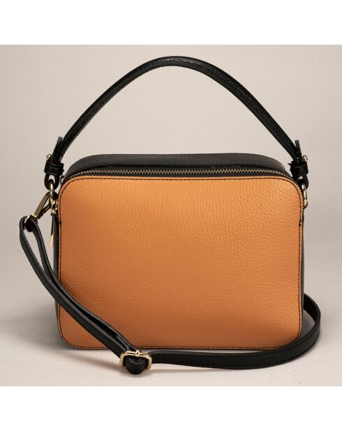 Sac à main en Cuir Bonnie camel/noir - 21.5x8x17 cm