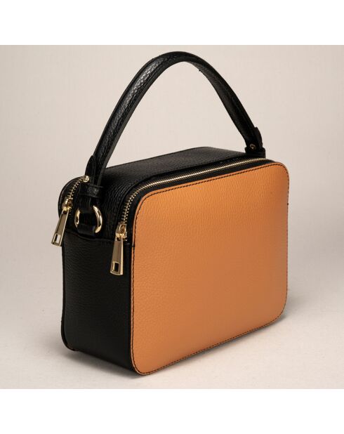 Sac à main en Cuir Bonnie camel/noir - 21.5x8x17 cm