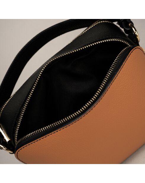 Sac à main en Cuir Bonnie camel/noir - 21.5x8x17 cm