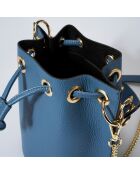 Sac seau en Cuir Maia bleu - 17x16x20 cm