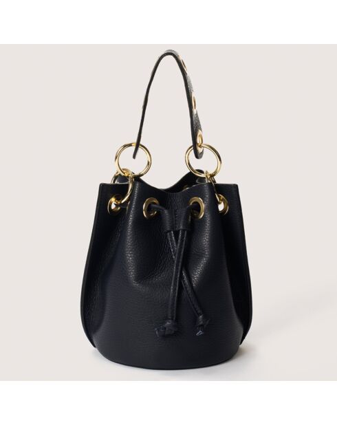 Sac seau en Cuir Maia bleu - 17x16x20  cm