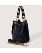 Sac seau en Cuir Maia bleu - 17x16x20  cm