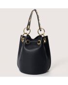 Sac seau en Cuir Maia bleu - 17x16x20  cm