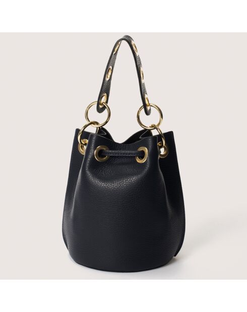 Sac seau en Cuir Maia bleu - 17x16x20  cm