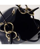Sac seau en Cuir Maia bleu - 17x16x20  cm