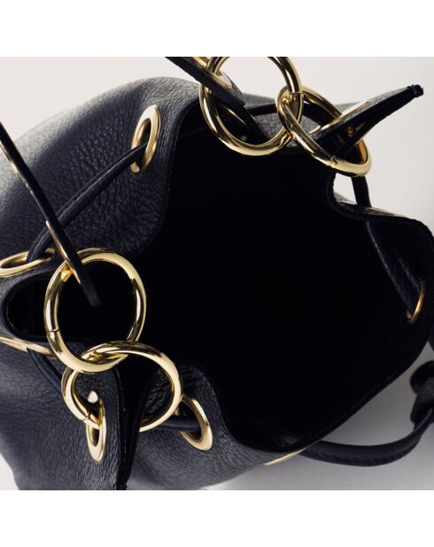 Sac seau en Cuir Maia bleu - 17x16x20  cm