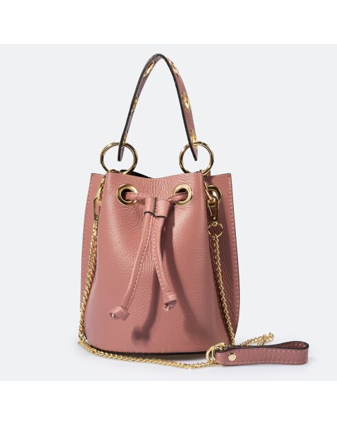 Sac seau en Cuir Maia rose - 17x16x20  cm