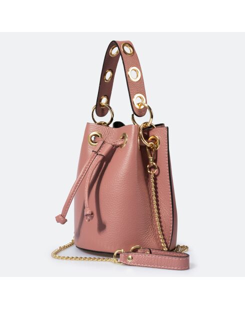 Sac seau en Cuir Maia rose - 17x16x20  cm
