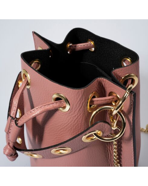 Sac seau en Cuir Maia rose - 17x16x20  cm