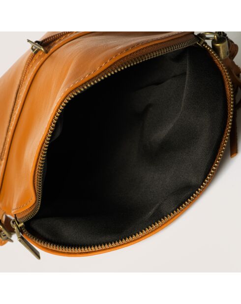Sac bandoulière en Cuir Agata camel - 24x4x18 cm