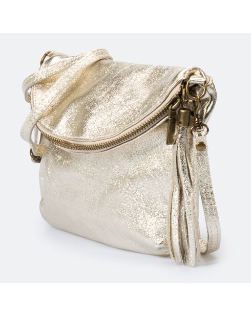 Sac bandoulière en Cuir Agata platine - 24x4x18 cm
