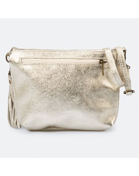 Sac bandoulière en Cuir Agata platine - 24x4x18 cm