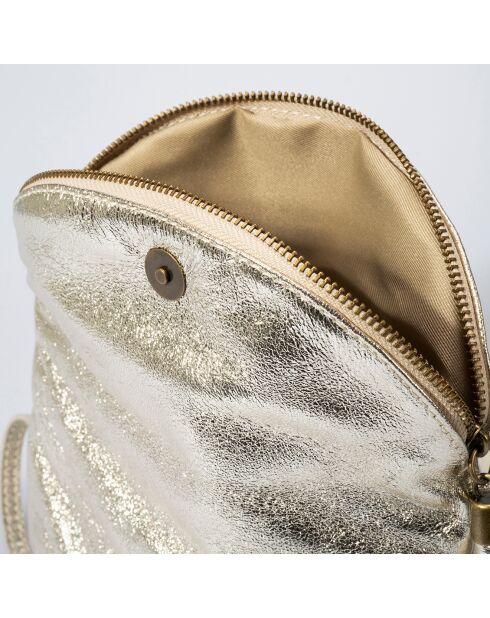 Sac bandoulière en Cuir Agata platine - 24x4x18 cm