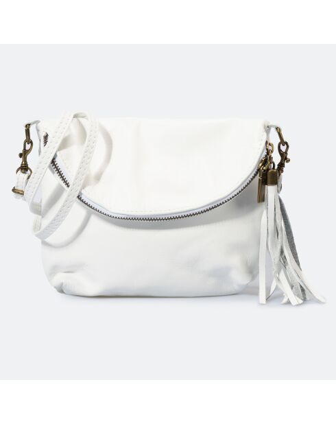Sac bandoulière en Cuir Agata blanc - 24x4x18 cm