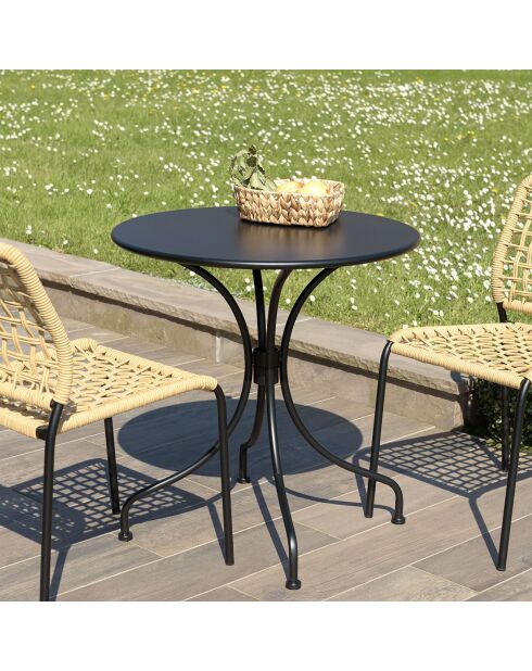 Table de jardin Vianney 2 personnes noire - 70x70x72 cm