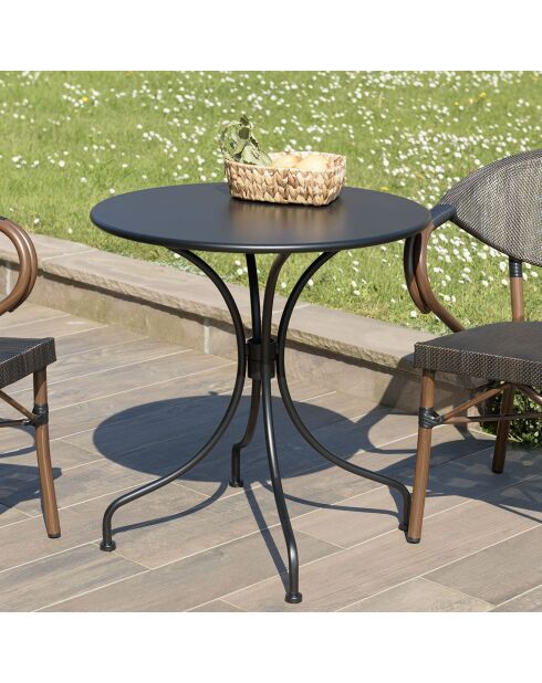 Table de jardin Vianney 2 personnes noire - 70x70x72 cm