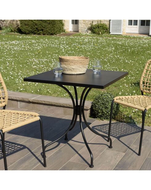 Table de jardin Vianney 2 personnes noire - 70x70x72 cm