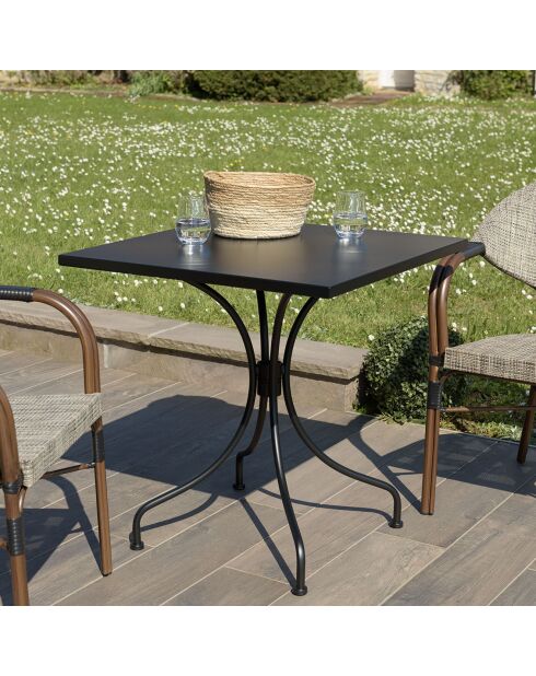 Table de jardin Vianney 2 personnes noire - 70x70x72 cm