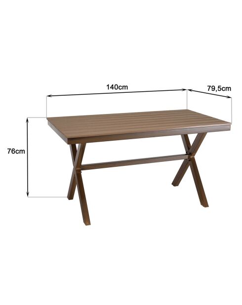 Table de jardin Vianney 4 personnes bois  - 140x79x76 cm